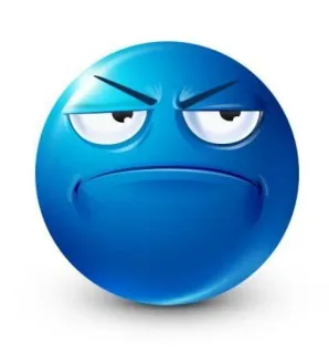 😐 wütend, blau, Emoji, sauer, Gesicht whatsapp sticker