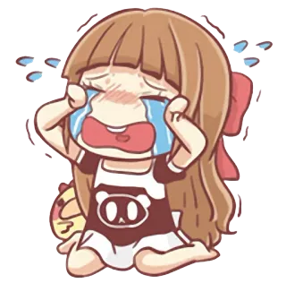 😭 weinen, traurig, emotional, tränen, cartoon, mädchen telegram sticker
