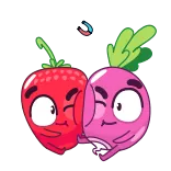🧲 Erdbeere, Rübe, Obst, Gemüse, Cartoon, niedlich telegram sticker