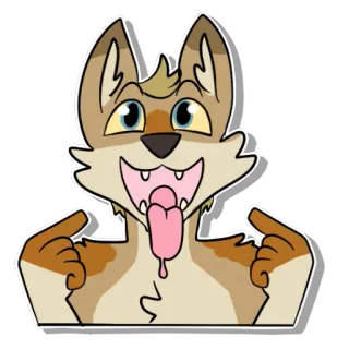 🍆 furry, anthropomorphic, animal, tongue, pointing, offensive telegram sticker