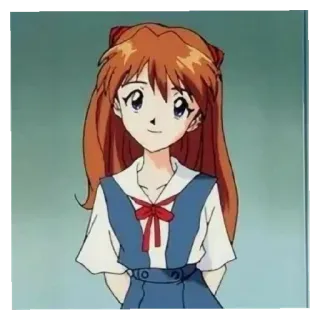 😄 Asuka Langley Soryu Neon Genesis Evangelion Asuka, Anime, Charakter, Mädchen, Rothaarige, Schuluniform whatsapp sticker