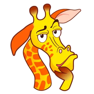 🤔 ยีราฟ, สัตว์, การ์ตูน, อีโมจิ, กำลังคิด, สีเหลือง telegram sticker