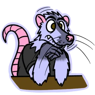 😶 Zarigüeya, Animal, Dibujos animados, Personaje, Roedor, Ilustración whatsapp sticker