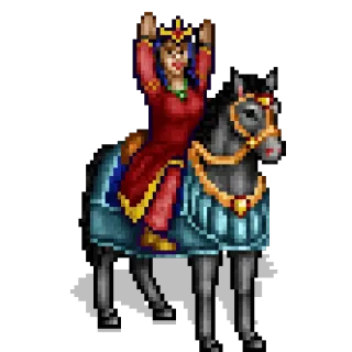 😊 pixel art, woman, horse, riding, princess, queen telegram sticker