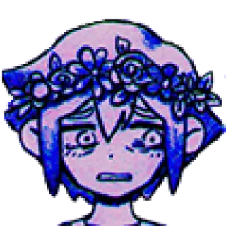 😣 Basil OMORI basilic, omori, couronne de fleurs, jeu vidéo, personnage telegram sticker