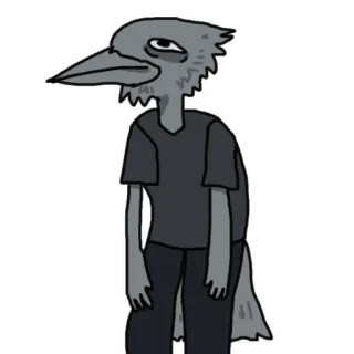 😴 uccello, cartone animato, personaggio, grigio, antropomorfo, illustrazione telegram sticker
