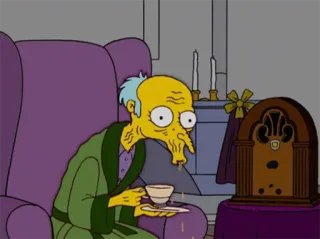 🍵 Mr. Burns The Simpsons 만화, 심슨, 미스터 번즈, 애니메이션, 차 마시기 telegram sticker