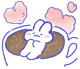 🥰 Hase, Kaninchen, Kaffee, niedlich, kawaii, Entspannung, Ruhe telegram sticker