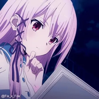 🤔 @Fix_x_Fox gái anime, anime, gái, dễ thương, tóc hồng, hoạt hình whatsapp sticker