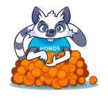 🍊 HONOR lémurien, oranges, animal, mignon, dessin animé telegram sticker