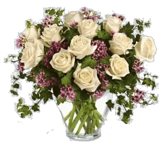 🌹 flowers, bouquet, roses, white, floral arrangement whatsapp sticker