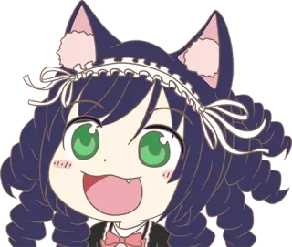 😃 Аниме, Девушка-кошка, Каваий, Чиби, Горничная telegram sticker