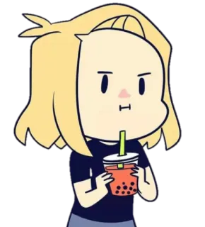 🥤 cartoon, bubble tea, beverage, drink, cute, character, blonde hair telegram sticker