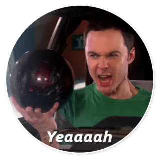 😎 Sheldon Cooper The Big Bang Theory Yeeeeaaah sheldon cooper, the big bang theory, boliche, gritando, emocionado whatsapp sticker