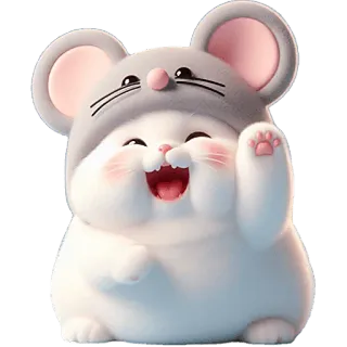 👋 น่ารัก, แมว, หนู, สัตว์, การ์ตูน, มีความสุข whatsapp sticker