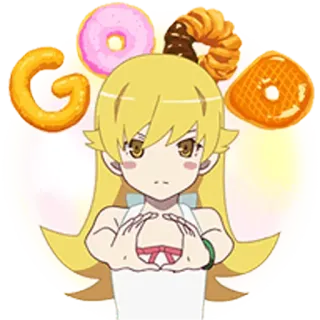 👍 Shinobu Oshino Monogatari GO Аниме, Пончик, Милый, Персонаж, Манга, Еда telegram sticker