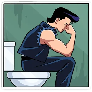 🚽 トイレ, 座る, 悲しい, 男性, 漫画 telegram sticker