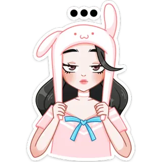 😒 소녀, 토끼, 귀여운, 만화, 애니메이션 telegram sticker