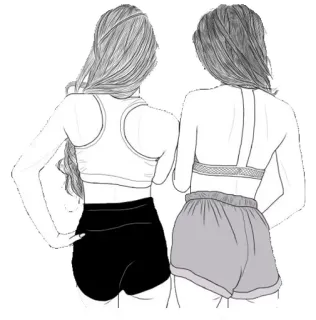 👯 friends, illustration, girls, cartoon, sports, workout whatsapp sticker