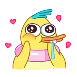 😍 Desenho animado, Animal, Pato, Fofo, Corações, Olhos, Engraçado telegram sticker
