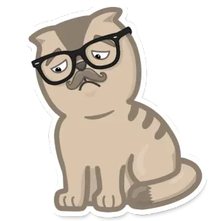 😔 kat, sticker, bril, cartoon, dier, schattig, huisdier telegram sticker