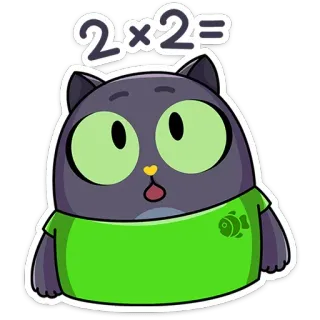 😯 2x2= แมว, สติกเกอร์, คณิตศาสตร์, 2x2, การ์ตูน telegram sticker