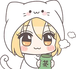 🍵 茶 Anime, Chat, Boisson, Kawaii, Thé telegram sticker