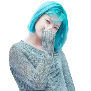 ❤️ orang, wanita, rambut biru, K-pop, idola, hati jari telegram sticker