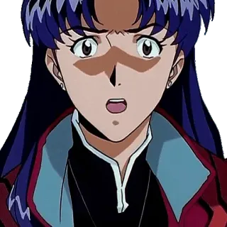 😨 Misato Katsuragi Neon Genesis Evangelion anime, scioccato, nervoso, Misato, Evangelion telegram sticker