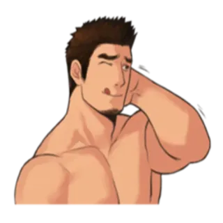 😄 man, muscle, shirtless, cartoon, illustration telegram sticker