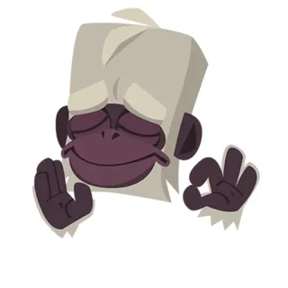 😌 mono, ok, gesto, dibujo animado, animal telegram sticker