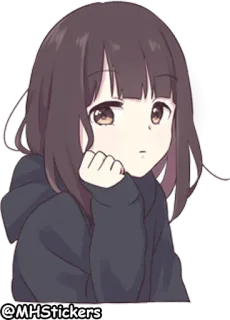 😕 @MHStickers anime, menina, adesivo, desenho animado telegram sticker
