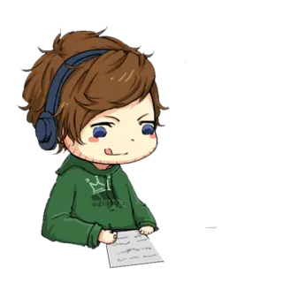 🎧 cartoon, anime, headphones, writing, drawing, chibi telegram sticker