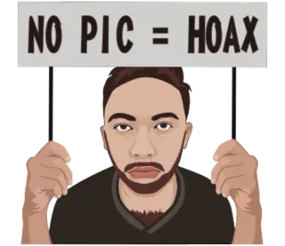 😜 NO PIC = HOAX tin vịt, không ảnh, biển báo, người, sự thật, meme, internet telegram sticker