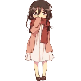 😶 Anime, Chibi, Meisje, Sjaal, Schattig telegram sticker