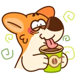 ☕️ собака, кофе, милый, мультфильм, напиток, животное telegram sticker