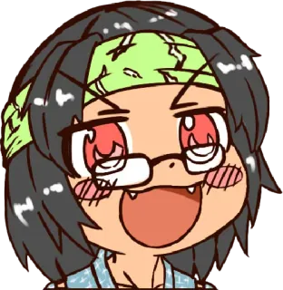 😄 anime, cartoon, headband, glasses, cheerful, happy telegram sticker