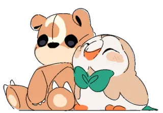 🐻 Rowlet pokemon, hibou, mignon, ours en peluche, dessin animé telegram sticker