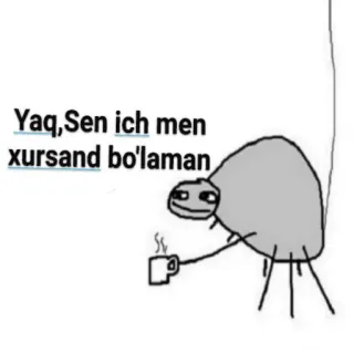 😃 Yaq,Sen ich men xursand bo'laman araignée, café, ouzbek, mème, dessin animé telegram sticker