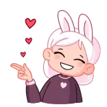 😘 bunny, girl, cute, cartoon, hearts, finger gun telegram sticker