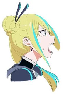 😤 Anime, Mangá, Personagem, Garota, Cabelo loiro, Perfil lateral, Expressão whatsapp sticker