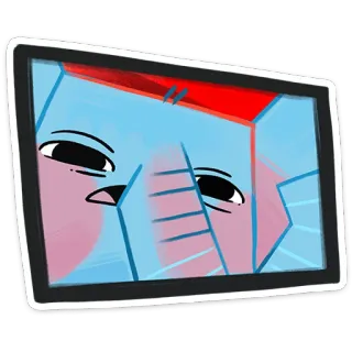 👀 kreskówka, TV, ekran, zły, sfrustrowany, animacja, ilustracja whatsapp sticker