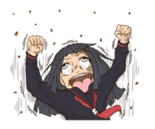 🎊 animé, excité(e), célébration, fille, langue whatsapp sticker