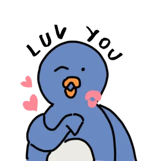 💋 pingouin, dessin animé, mignon, animal, amour, coeur, flirt, clin d'oeil telegram sticker