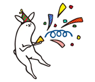 🐇 lapin, fête, confettis, célébration, animal, mignon telegram sticker