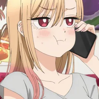 😒 Anime, Fille, Personnage, Téléphone, Expression telegram sticker