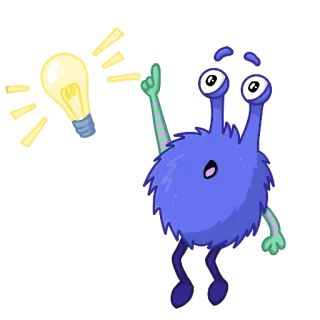 🗯 怪物, 灯泡, 想法, 生物, 卡通 telegram sticker