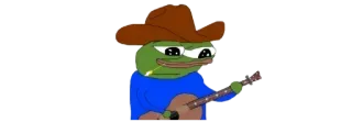 ☘ Pepe the Frog Pepe o Sapo, Sticker, Meme da Internet, Sapo, Chapéu de cowboy, Ukulele telegram sticker