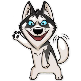 👋 dog, husky, animal, pet, cartoon, cute, friendly, waving whatsapp sticker