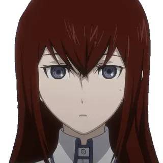 😦 Kurisu Makise Steins;Gate аниме, женщина, серьезная, рыжие волосы telegram sticker